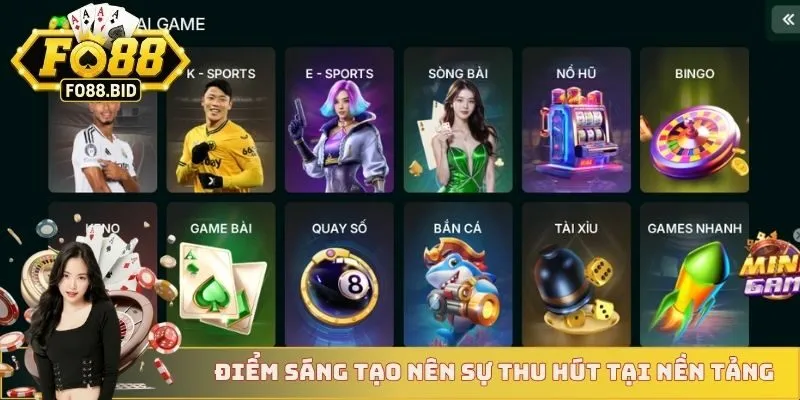 FO88 - Sảnh Game FO88 – Slot, Bắn Cá, Game Bài Siêu Cuốn 12 Điểm sáng tạo nên sự thu hút tại nền tảng